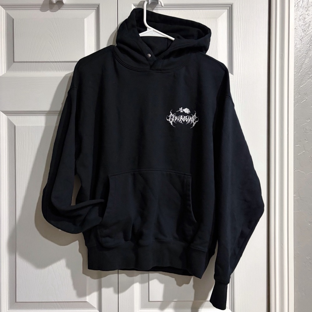Size Small NEW CIVIL REGIME Hell Bent Heaven Sent Snap Hoodie Black Devil Angel - Picture 3 of 6